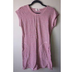 Max Studio Red and White Striped T-shirt Dress